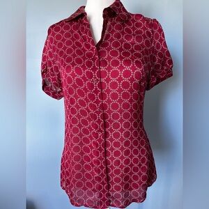 Banana Republic Red Circle Pattern Blouse